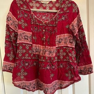 Denim & Supply Ralph Lauren Red and Pink Patterned Blouse